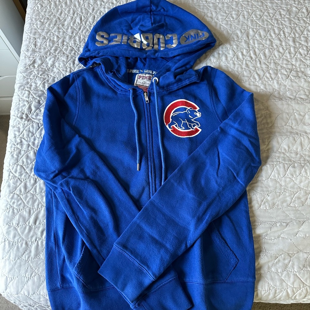 VS PINK Chicago Cubs Blue Zip-up Hoodie; size M